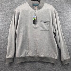 Pebble Beach Performance Mens Grey Quarter Zip Pullover Sweatshirt Size L